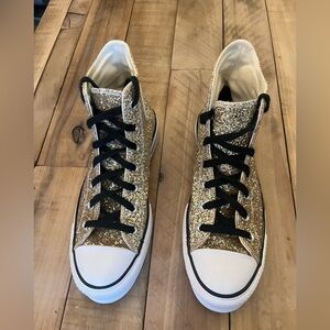 Converse Chuck Taylor All Star Hi Lift Platform Metallic Gold Glitter Size 9.5